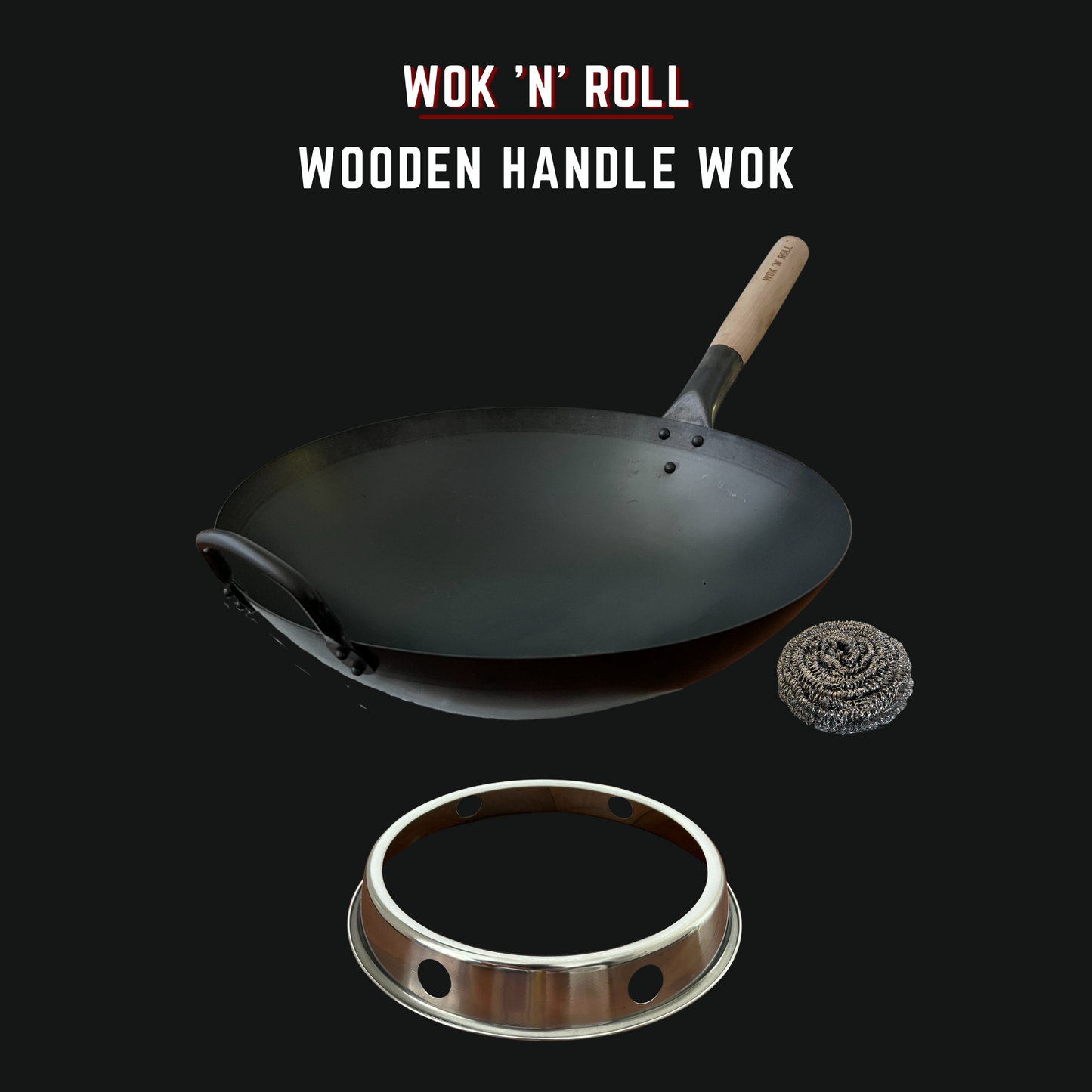 Wok 'n' Roll Pre-Seasoned Wok with Wooden Handle